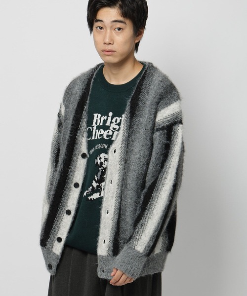 セール】ストライプ柄Vネックカーディガン（カーディガン/ボレロ