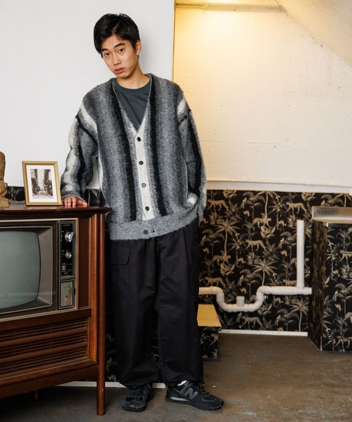 セール】ストライプ柄Vネックカーディガン（カーディガン/ボレロ