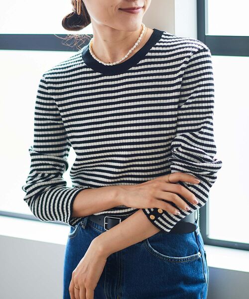 le.coeur blanc（ルクールブラン）の「コンパクトリブニット（ニット/セーター・レディース・グレー/ホワイト系その他/ベージュ・38）」の2枚目の写真