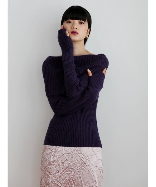 Katrin TOKYO(カトリーントーキョー)の「2way folding knit(ニット/セーター・レディース・パープル/ブラック・XS/FREE)」の1枚目の写真