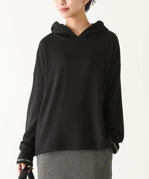 n'OrLABEL（ノアールレーベル）の「配色ステッチ裏起毛フードプルオーバー（Tシャツ/カットソー・レディース・チャコール/アイボリー/ブラック・1/2）」の17枚目の写真