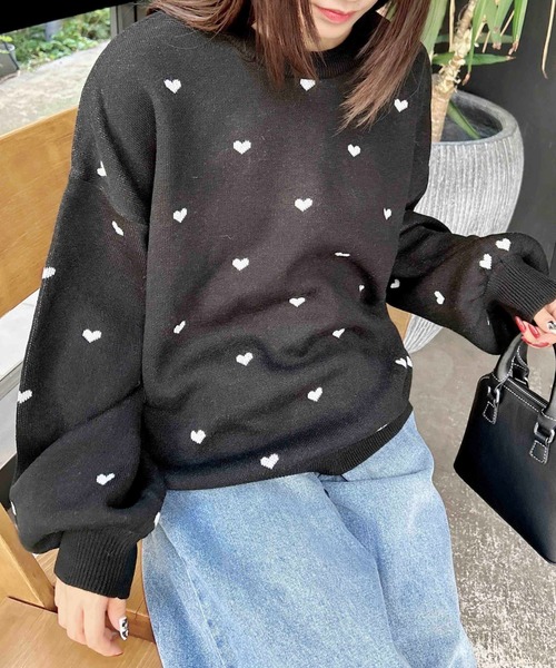 INGNI(イング)の「ハートジャガードニット(ニット/セーター・レディース・グレー系その他3/ブラック×ホワイト/ホワイト×レッド・M)」の17枚目の写真