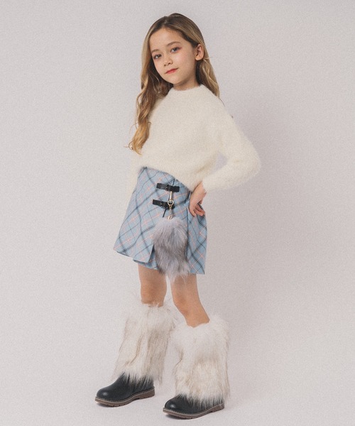 URBAN CHERRY(アーバンチェリー)の「【SEEM/シーム】インナーパンツ付きチェックラップキュロットスカート(スカート・キッズ・ブルー/レッド/ピンク/ベージュ/パープル・110cm/120cm/130cm/140cm/150cm)」の9枚目の写真