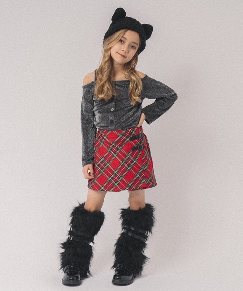 URBAN CHERRY(アーバンチェリー)の「【SEEM/シーム】インナーパンツ付きチェックラップキュロットスカート(スカート・キッズ・ブルー/レッド/ピンク/ベージュ/パープル・110cm/120cm/130cm/140cm/150cm)」の10枚目の写真