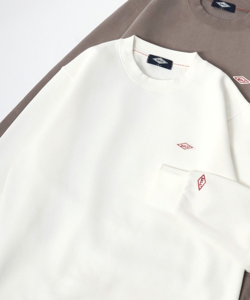 BALL（ボール）の「2025AW BALL/ボール 裏起毛 ワンポイントロゴ ワッペン刺繍 スウェット クルーネックトレーナー レディース メンズ（スウェット・メンズ・サックスブルー/モカ/ネイビー/ブラック/アッシュグレー/グレー/オフホワイト/チャコール・LL/M/L）」の2枚目の写真