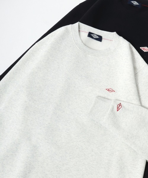 BALL（ボール）の「2025AW BALL/ボール 裏起毛 ワンポイントロゴ ワッペン刺繍 スウェット クルーネックトレーナー レディース メンズ（スウェット・メンズ・サックスブルー/モカ/ネイビー/ブラック/アッシュグレー/グレー/オフホワイト/チャコール・LL/M/L）」の3枚目の写真