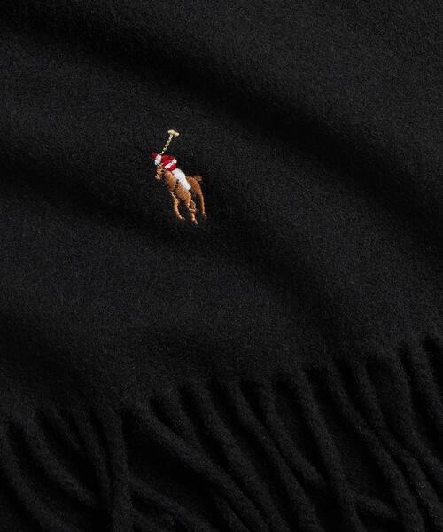 POLO RALPH LAUREN（ポロ ラルフ ローレン）の「フリンジ バージン ウール マフラー（マフラー・メンズ・ブラック系1・ONE）」の2枚目の写真