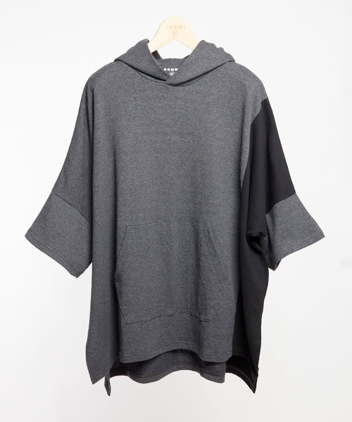 GOMME HOMME(ゴムオム)の「40/-コーマ裏毛 フードT(パーカー・メンズ・ブラック/チャコールグレー・MEDIUM)」の3枚目の写真