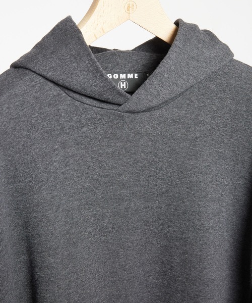 GOMME HOMME(ゴムオム)の「40/-コーマ裏毛 フードT(パーカー・メンズ・ブラック/チャコールグレー・MEDIUM)」の5枚目の写真