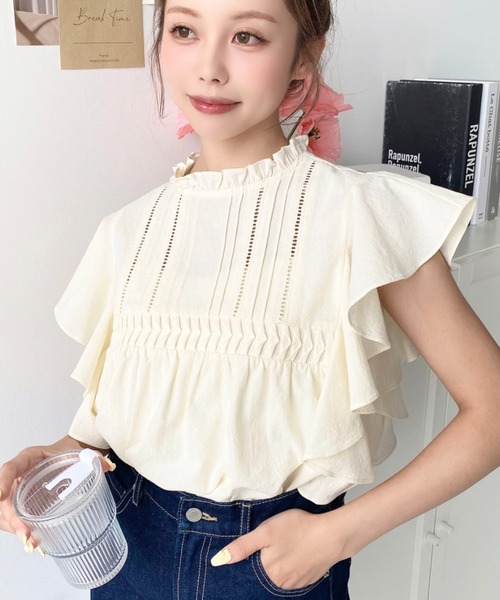 ワンダフルワールド♥ピンタック＆ピコフリルいっぱいの段々ブラウス