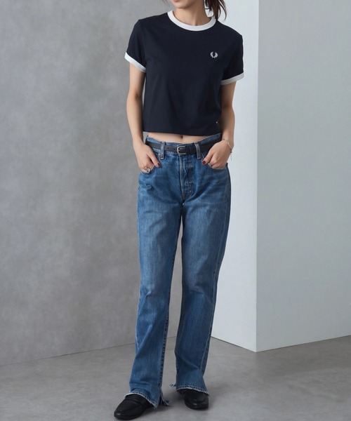 FRED PERRY(フレッドペリー)の「【FRED PERRY】フレッドペリー コンパクトリンガーTシャツ 半袖 スポーツ サッカー G9163(Tシャツ/カットソー・レディース・ネイビー/コーラルピンク/ホワイト/バーガンディー/ブラック・10)」の9枚目の写真