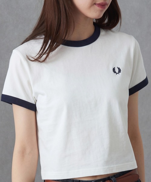 FRED PERRY(フレッドペリー)の「【FRED PERRY】フレッドペリー コンパクトリンガーTシャツ 半袖 スポーツ サッカー G9163(Tシャツ/カットソー・レディース・ネイビー/コーラルピンク/ホワイト/バーガンディー/ブラック・10)」の10枚目の写真