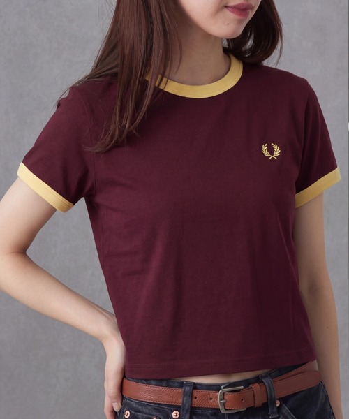 FRED PERRY(フレッドペリー)の「【FRED PERRY】フレッドペリー コンパクトリンガーTシャツ 半袖 スポーツ サッカー G9163(Tシャツ/カットソー・レディース・ネイビー/コーラルピンク/ホワイト/バーガンディー/ブラック・10)」の12枚目の写真