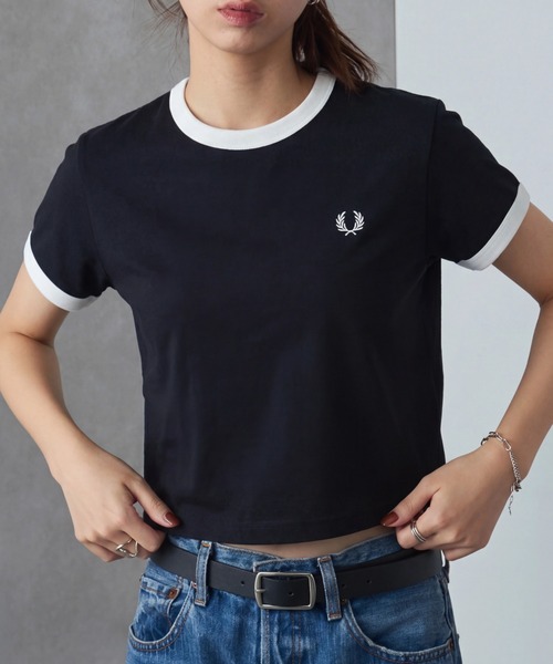 FRED PERRY(フレッドペリー)の「【FRED PERRY】フレッドペリー コンパクトリンガーTシャツ 半袖 スポーツ サッカー G9163(Tシャツ/カットソー・レディース・ネイビー/コーラルピンク/ホワイト/バーガンディー/ブラック・10)」の7枚目の写真