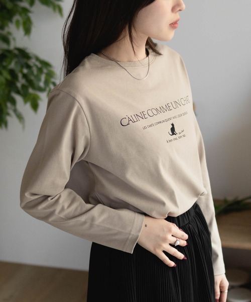 NAVY(ネイビー)の「【nAvy】ネコプリント長袖Tシャツ ロンT(Tシャツ/カットソー・レディース・ホワイト/ベージュ/グレー・M/L)」の17枚目の写真