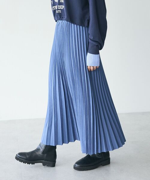 CRAFT STANDARD BOUTIQUE（クラフトスタンダードブティック）の「アコーディオンプリーツスカート（スカート・レディース・カーキ/ブルー/ダークグレー/グレイッシュベージュ・FREE）」の7枚目の写真