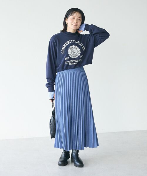 CRAFT STANDARD BOUTIQUE（クラフトスタンダードブティック）の「アコーディオンプリーツスカート（スカート・レディース・カーキ/ブルー/ダークグレー/グレイッシュベージュ・FREE）」の12枚目の写真