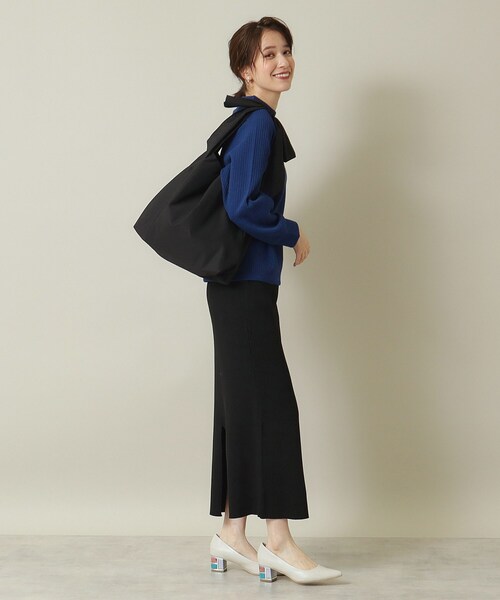 ITS'DEMO（イッツデモ）の「◆【A4対応】リボン付きワンショルトート（トートバッグ・レディース・ブラック系/アイボリー/ブラック/サックスブルー・00）」の8枚目の写真