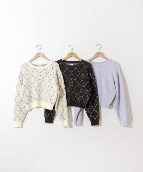 flower（フラワー）の「ホリデーリボンニット（ニット/セーター・レディース・ブラウン/アイボリー/ブルー・FREE）」の8枚目の写真