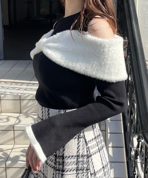 NOMAE リボンキャミボレロアンサンブルニット アイボリー