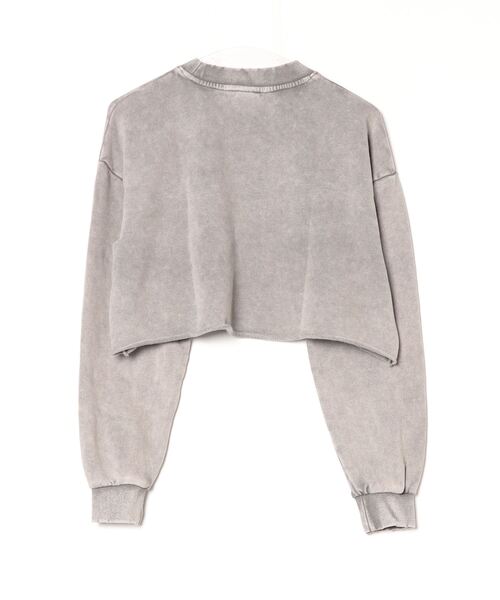 Chick（チック）の「Vintage Wash Damage Cutt Off Short Crew / ウォッシュ加工風 ダメージ ショート丈カットオフスウェット（スウェット・レディース・チャコール/グレー/ブラック・FREE）」の12枚目の写真