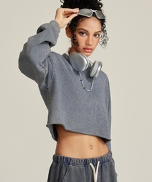 Chick | Vintage Wash Damage Cutt Off Short Crew / ウォッシュ加工風 ダメージ ショート丈カットオフスウェット(スウェット)