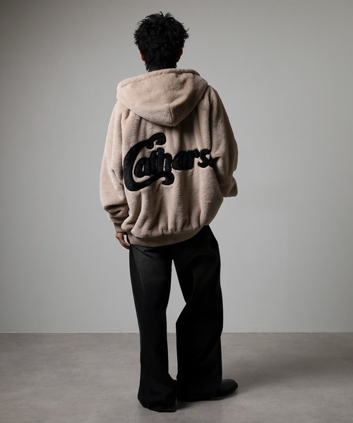 セール】Back Logo Eco Fur Blouson Hoodie / バックロゴエコファー