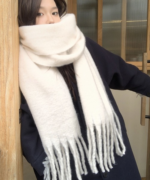 セール】ふんわり暖かい♪カラフルで大判サイズのもこもこマフラー