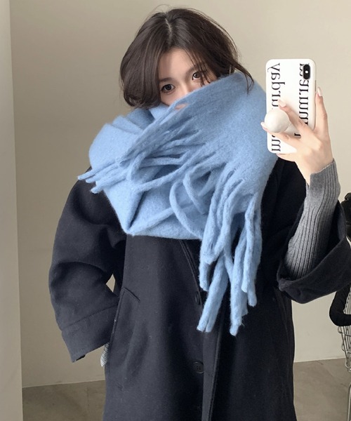 セール】ふんわり暖かい♪カラフルで大判サイズのもこもこマフラー