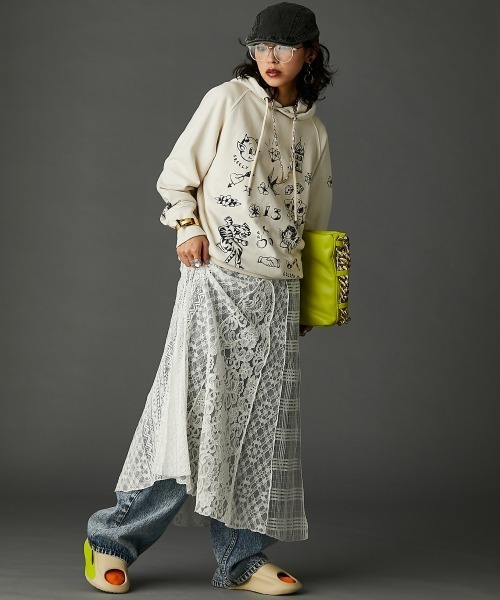 レースパッチワークロングスカート(ペチスカート付) ＜大きいサイズ有＞GEVS.（スカート）｜GEVS.（ジェイヴィス）