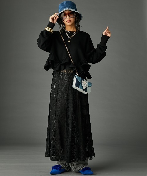 レースパッチワークロングスカート(ペチスカート付) ＜大きいサイズ有＞GEVS.（スカート）｜GEVS.（ジェイヴィス）