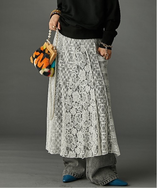 レースパッチワークロングスカート(ペチスカート付) ＜大きいサイズ有＞GEVS.（スカート）｜GEVS.（ジェイヴィス）