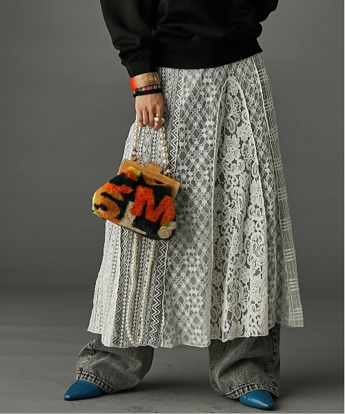 レースパッチワークロングスカート(ペチスカート付) ＜大きいサイズ有＞GEVS.（スカート）｜GEVS.（ジェイヴィス）