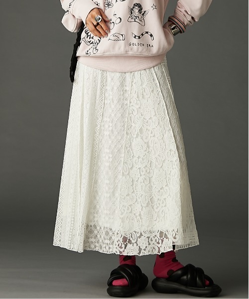 レースパッチワークロングスカート(ペチスカート付) ＜大きいサイズ有＞GEVS.（スカート）｜GEVS.（ジェイヴィス）
