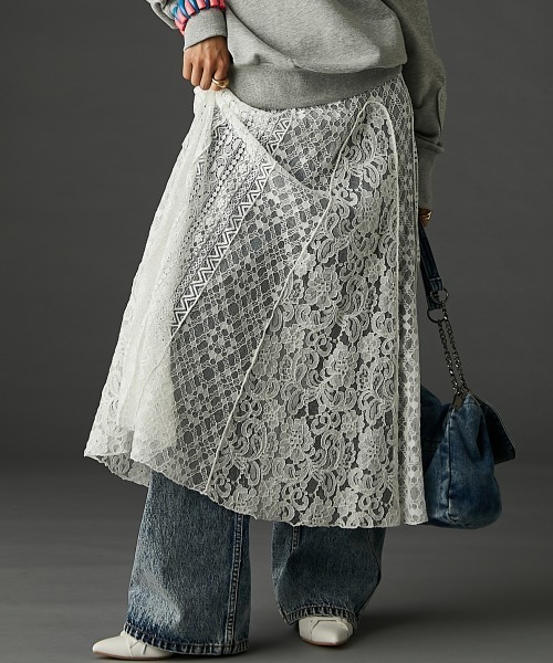 レースパッチワークロングスカート(ペチスカート付) ＜大きいサイズ有＞GEVS.（スカート）｜GEVS.（ジェイヴィス）