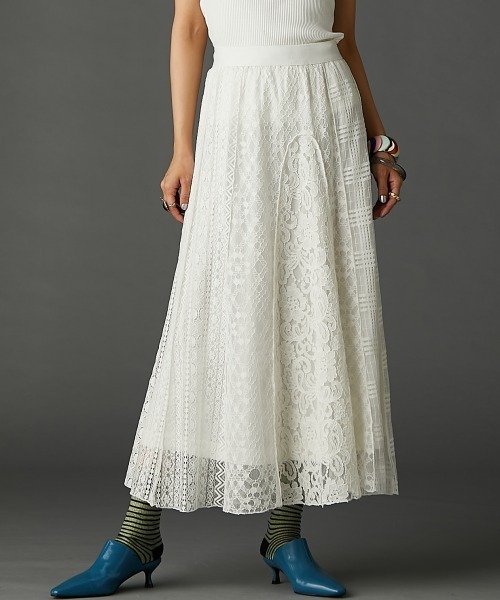 レースパッチワークロングスカート(ペチスカート付) ＜大きいサイズ有＞GEVS.（スカート）｜GEVS.（ジェイヴィス）
