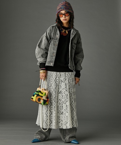 レースパッチワークロングスカート(ペチスカート付) ＜大きいサイズ有＞GEVS.（スカート）｜GEVS.（ジェイヴィス）