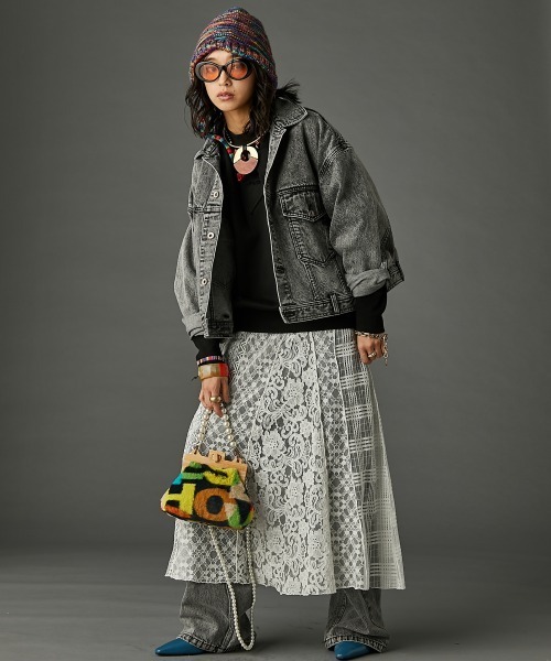 レースパッチワークロングスカート(ペチスカート付) ＜大きいサイズ有＞GEVS.（スカート）｜GEVS.（ジェイヴィス）