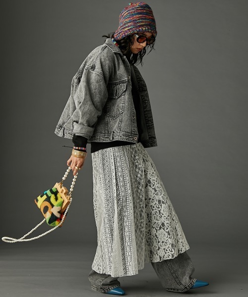 レースパッチワークロングスカート(ペチスカート付) ＜大きいサイズ有＞GEVS.（スカート）｜GEVS.（ジェイヴィス）