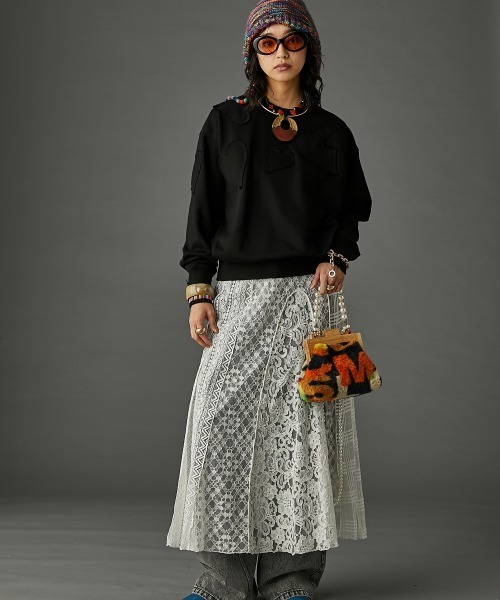 レースパッチワークロングスカート(ペチスカート付) ＜大きいサイズ有＞GEVS.（スカート）｜GEVS.（ジェイヴィス）
