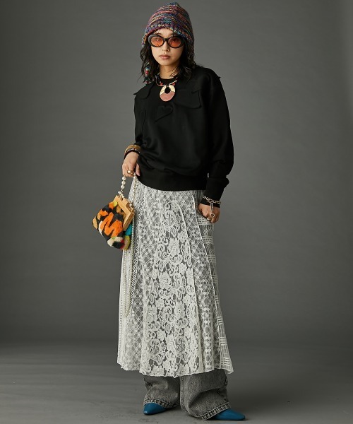 レースパッチワークロングスカート(ペチスカート付) ＜大きいサイズ有＞GEVS.（スカート）｜GEVS.（ジェイヴィス）