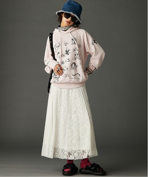 レースパッチワークロングスカート(ペチスカート付) ＜大きいサイズ有＞GEVS.（スカート）｜GEVS.（ジェイヴィス）