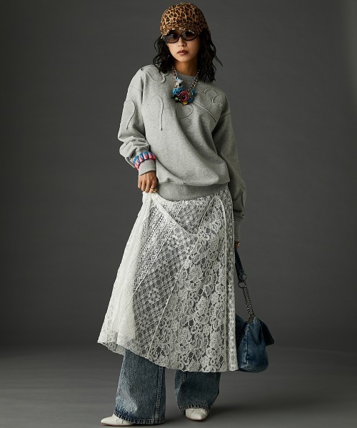 レースパッチワークロングスカート(ペチスカート付) ＜大きいサイズ有＞GEVS.（スカート）｜GEVS.（ジェイヴィス）