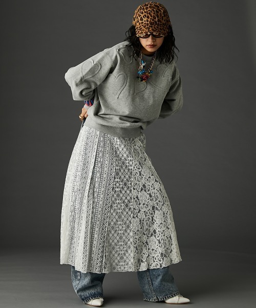 レースパッチワークロングスカート(ペチスカート付) ＜大きいサイズ有＞GEVS.（スカート）｜GEVS.（ジェイヴィス）