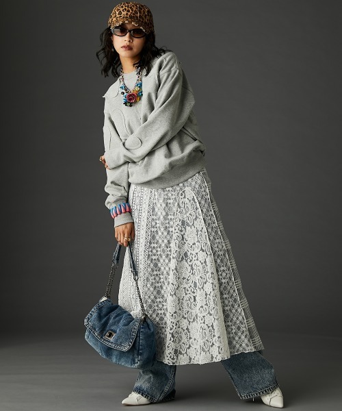 レースパッチワークロングスカート(ペチスカート付) ＜大きいサイズ有＞GEVS.（スカート）｜GEVS.（ジェイヴィス）