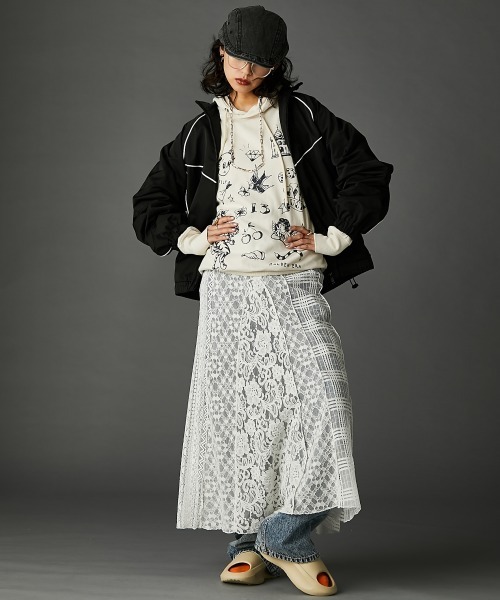 レースパッチワークロングスカート(ペチスカート付) ＜大きいサイズ有＞GEVS.（スカート）｜GEVS.（ジェイヴィス）