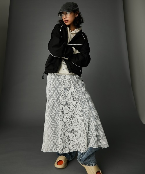 レースパッチワークロングスカート(ペチスカート付) ＜大きいサイズ有＞GEVS.（スカート）｜GEVS.（ジェイヴィス）