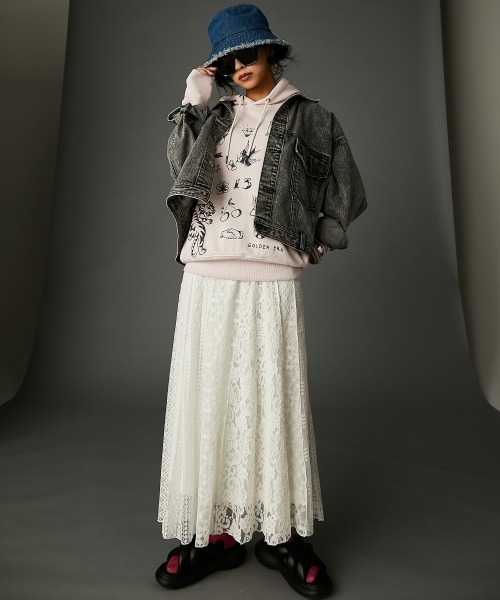 レースパッチワークロングスカート(ペチスカート付) ＜大きいサイズ有＞GEVS.（スカート）｜GEVS.（ジェイヴィス）