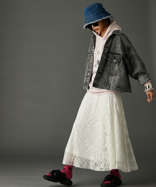 レースパッチワークロングスカート(ペチスカート付) ＜大きいサイズ有＞GEVS.（スカート）｜GEVS.（ジェイヴィス）