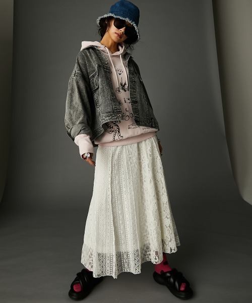 レースパッチワークロングスカート(ペチスカート付) ＜大きいサイズ有＞GEVS.（スカート）｜GEVS.（ジェイヴィス）